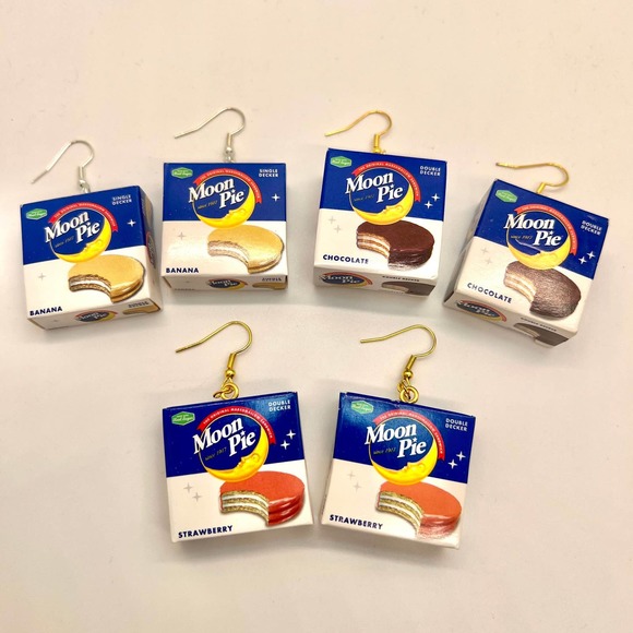 Moon Pie Earrings - Snack Cake Boxes - Mini Brands Earrings - Food Earrings - Picture 1 of 10